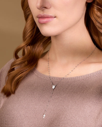 White Gold Tiny Rosary Beads