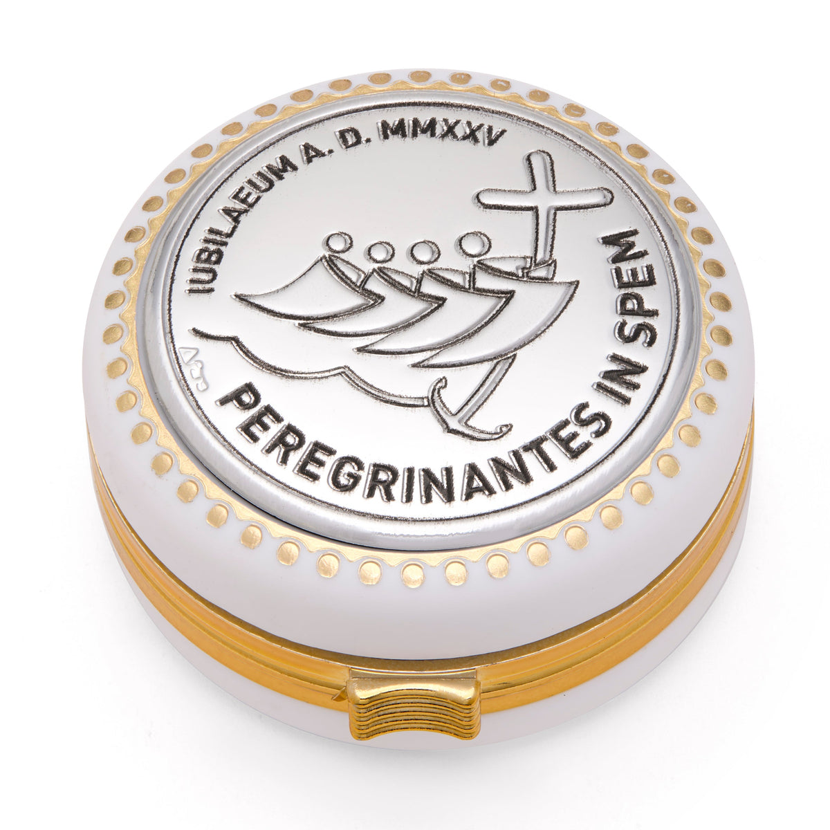 White Rosary Box of Jubilee 2025 With Metal Plaque and Metal Rosary