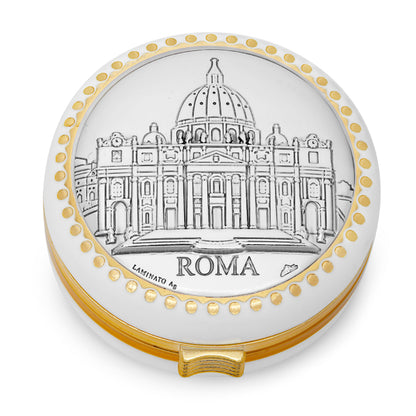 White Rosary Case of St. Peter's Basilica With Metal Plaque