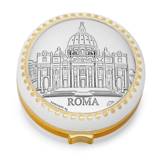 White Rosary Case of St. Peter's Basilica With Metal Plaque