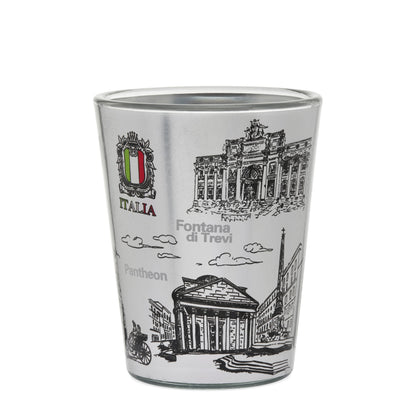 White Souvenir Shot Glass with Rome's Monuments