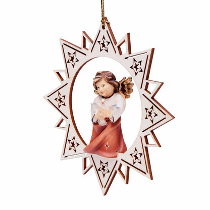 Wooden Star With Angel And Dove