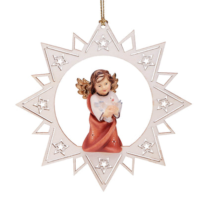 Wooden Star With Angel And Dove