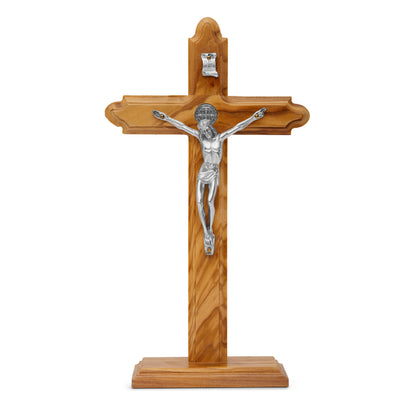 Standing Olive Wood St. Benedict Crucifix With Rounded Corners