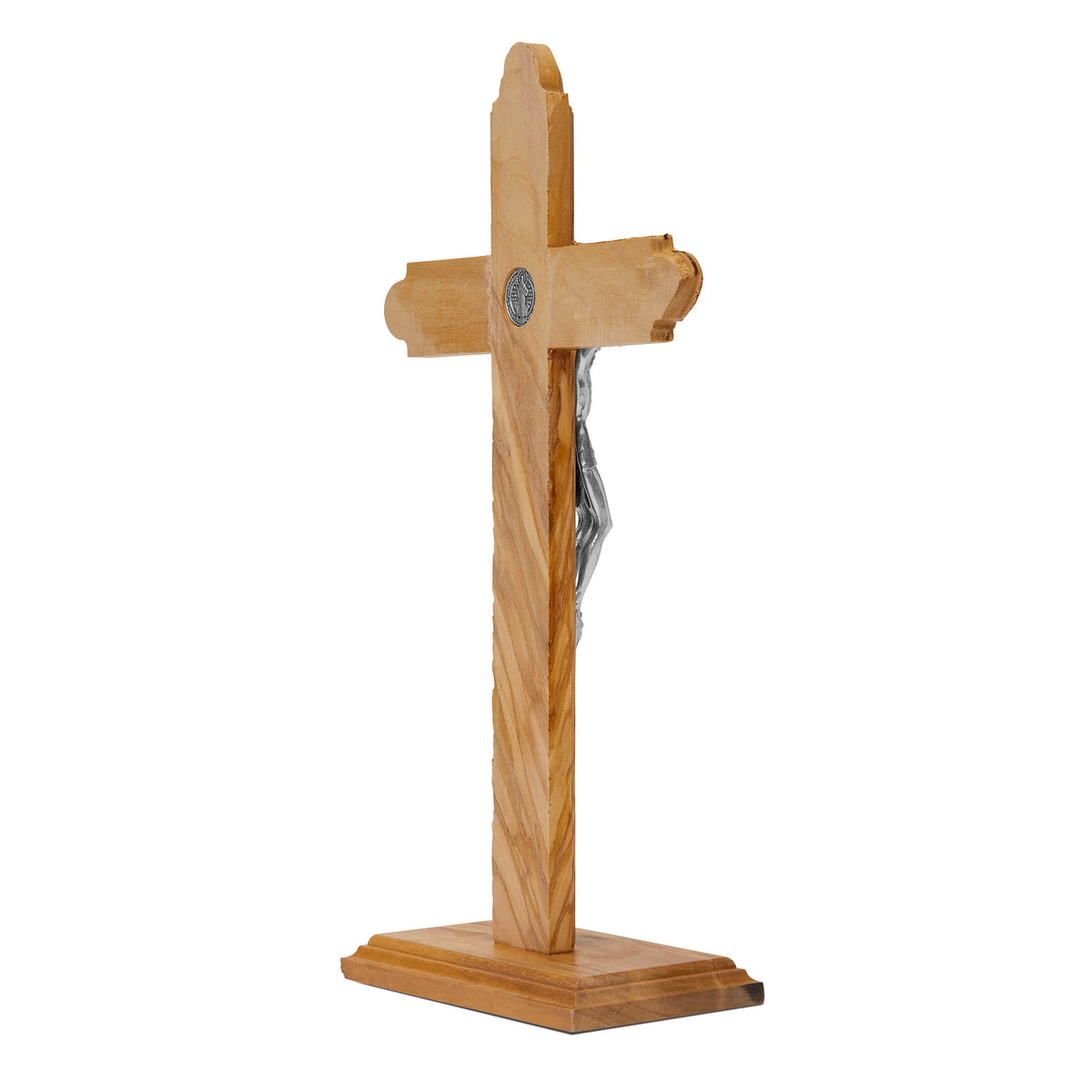 Standing Olive Wood St. Benedict Crucifix With Rounded Corners