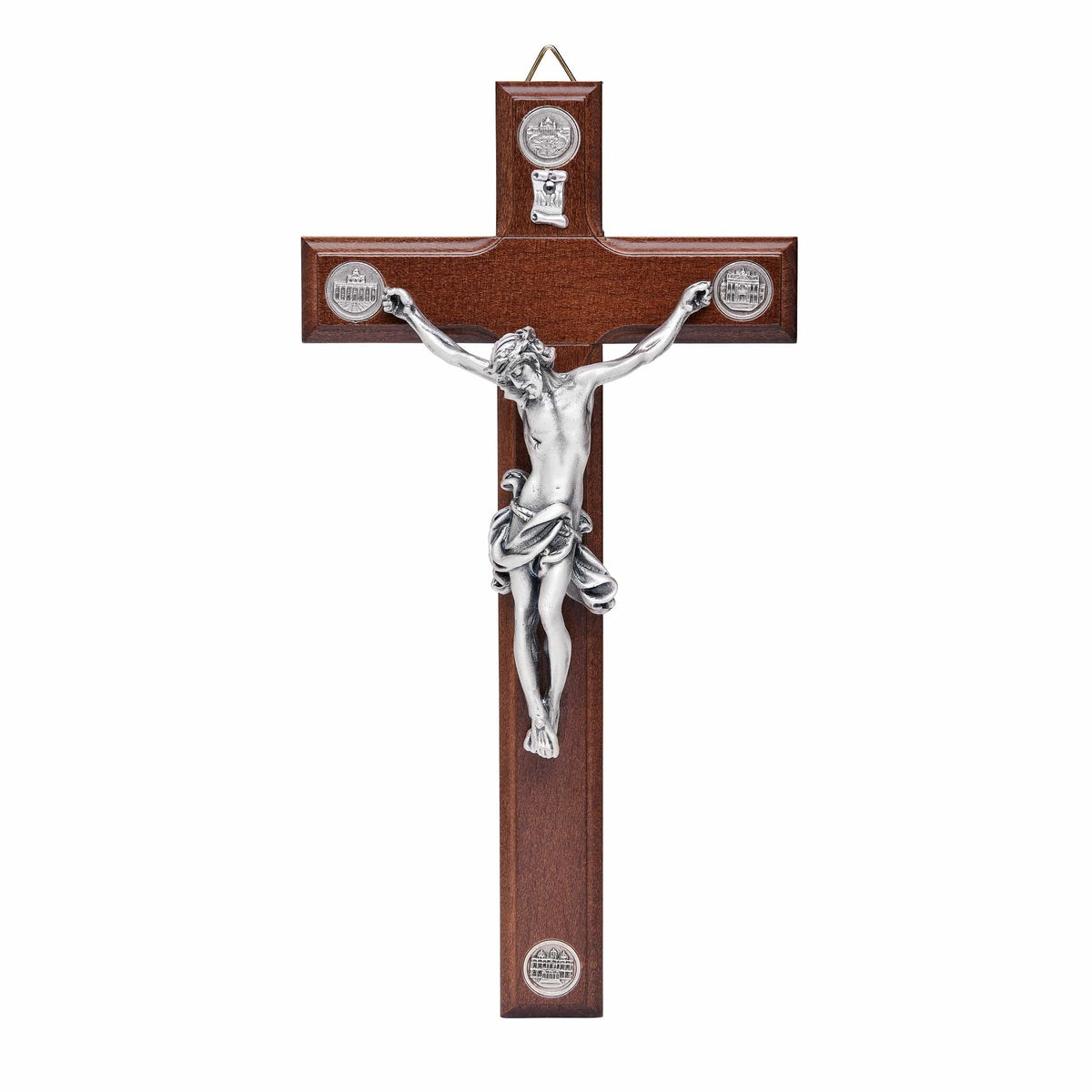Wooden Crucifix With the Four Roman Basilicas Medals