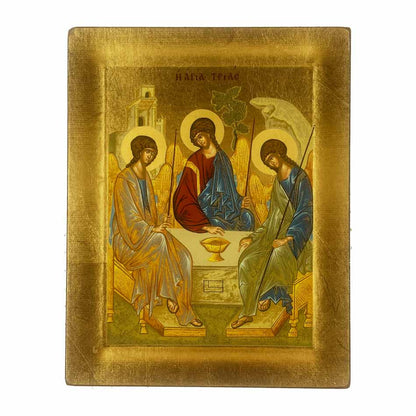 Wooden Icon with Golden Frame of the Holy Trinity