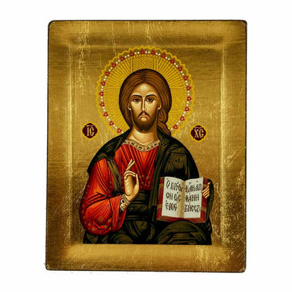 Wooden Icon with Golden Frame of Jesus Christ