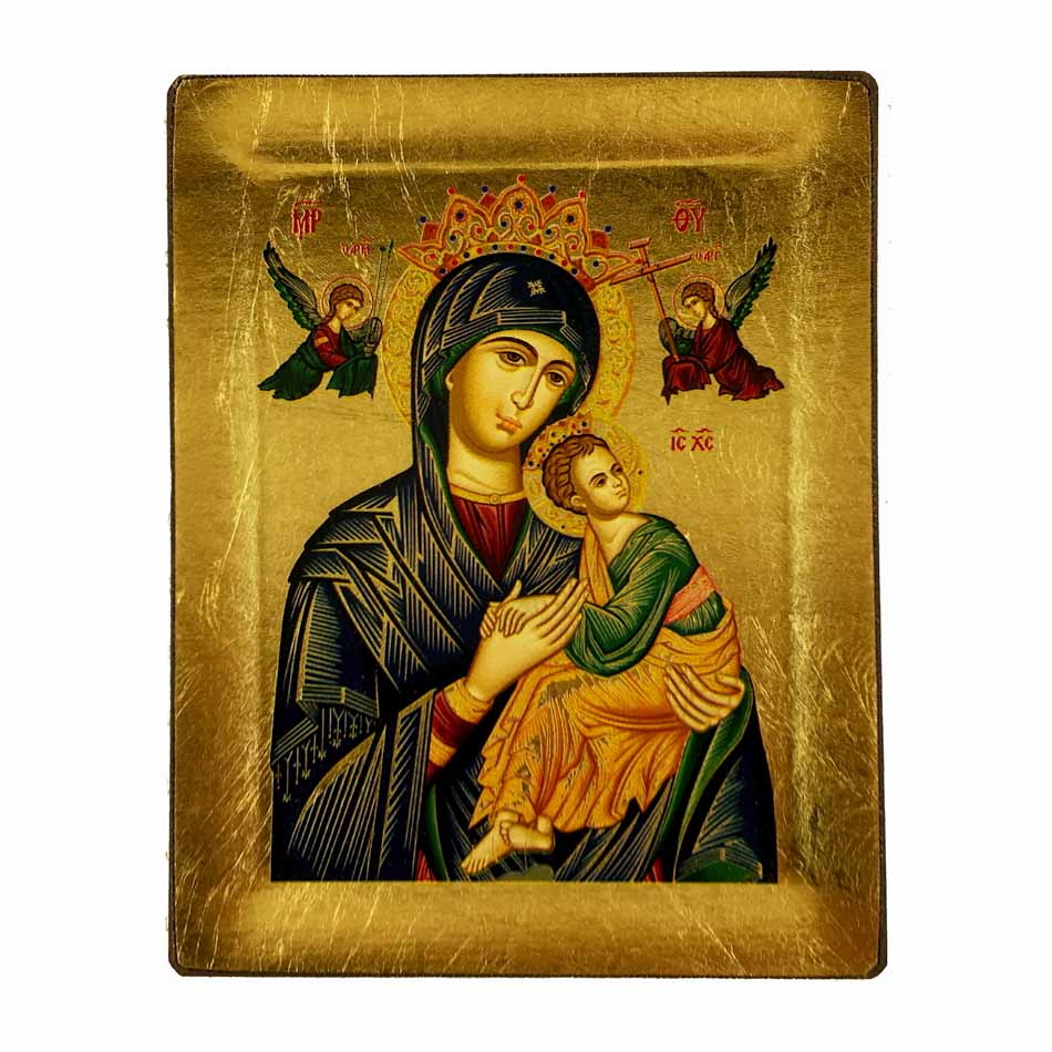 Wooden Icon with Golden Frame of Our Lady of Perpetual Help