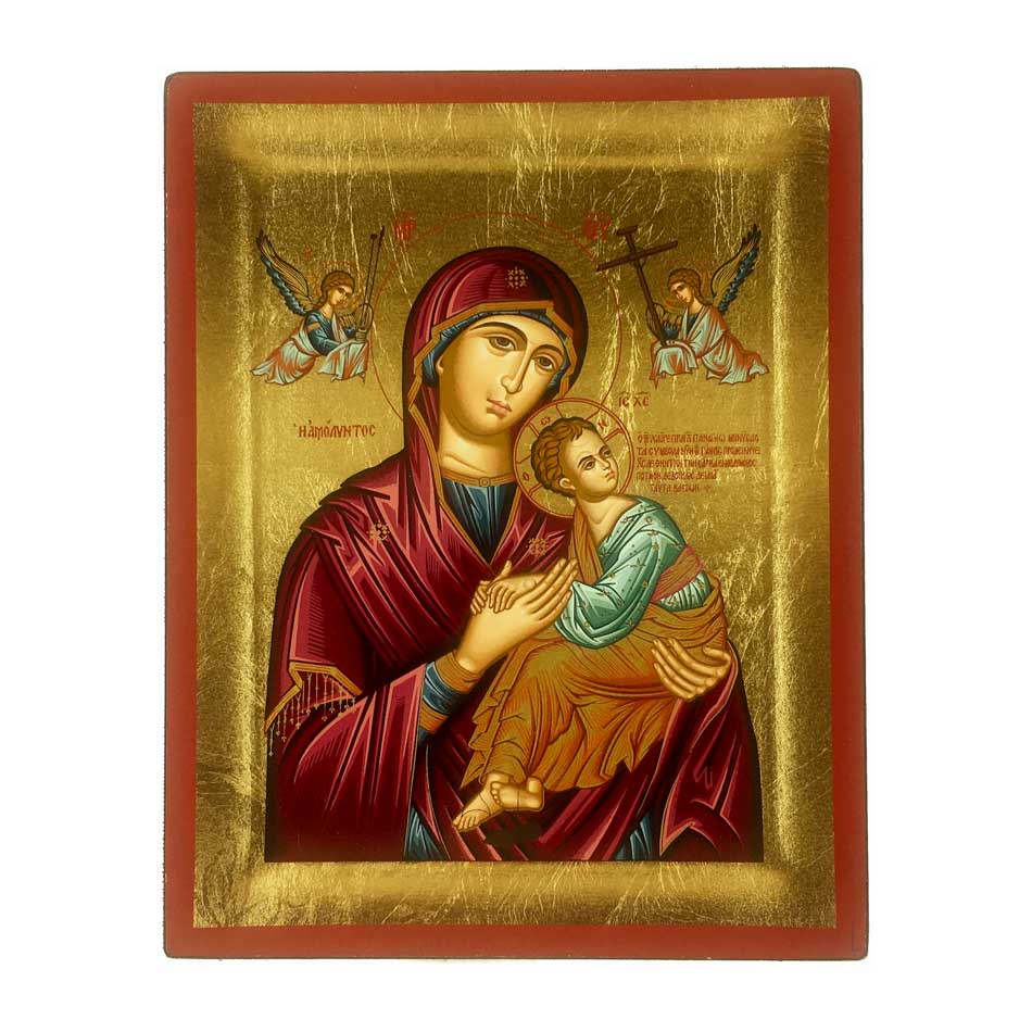 Wooden Icon with Red Frame of Our Lady of Perpetual Help
