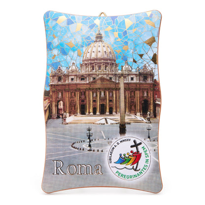 Wooden Jubilee 2025 Panel with St. Peter's Basilica