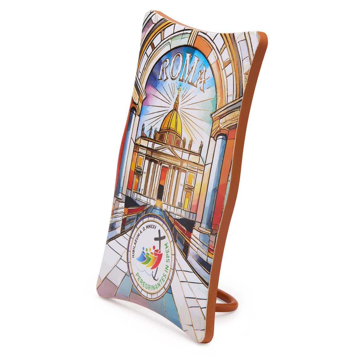Wooden Jubilee 2025 Panel with St. Peter's Basilica in Mosaic Style