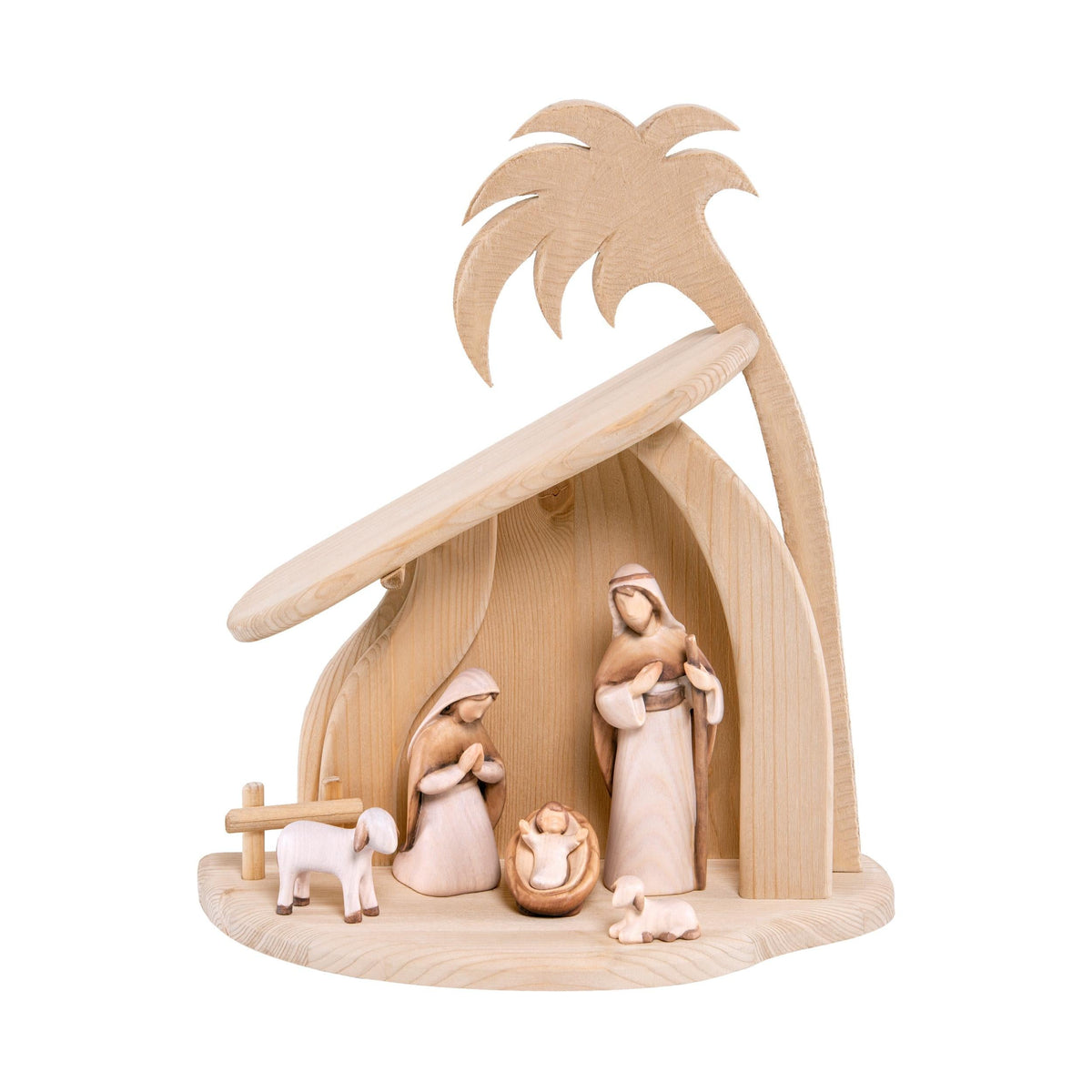 Wooden Nativity Scene Modern Style with Modern Stable