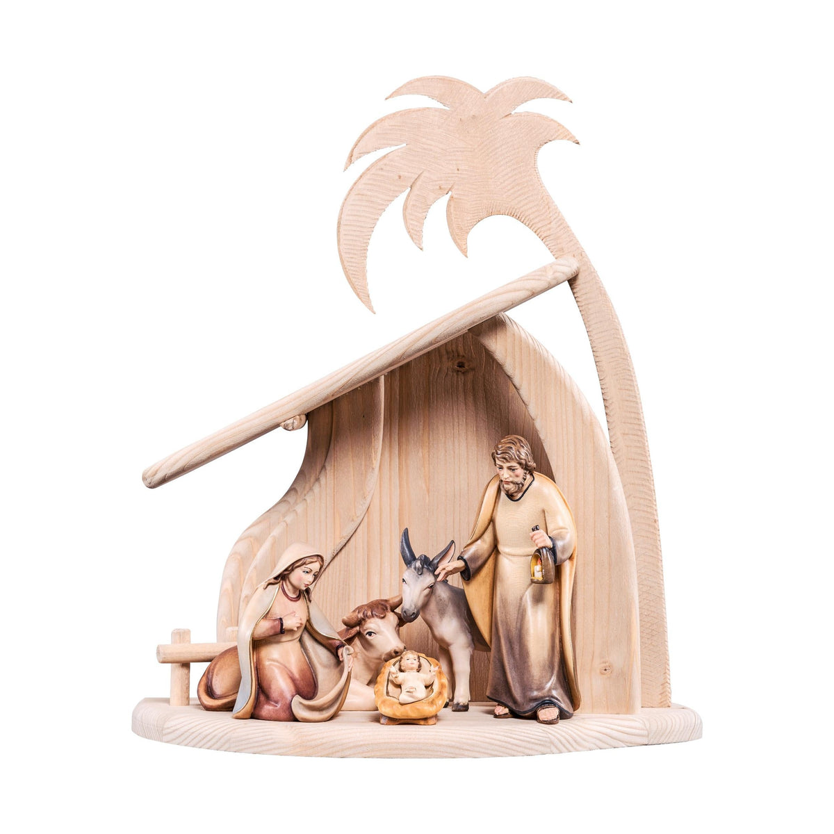 Wooden Nativity Scene with Modern Stable