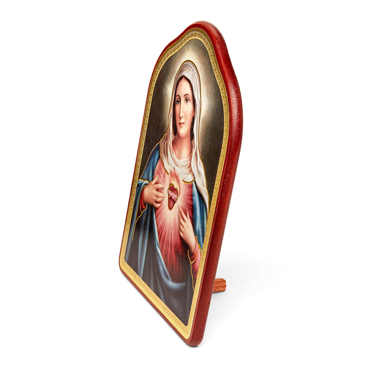 Wooden Painting With Red Frame of the Immaculate Heart of Mary
