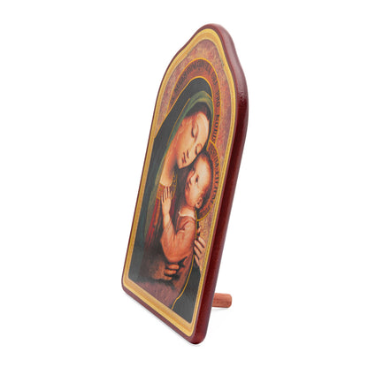 Wooden Painting With Red Frame of Our Lady of Good Counsel