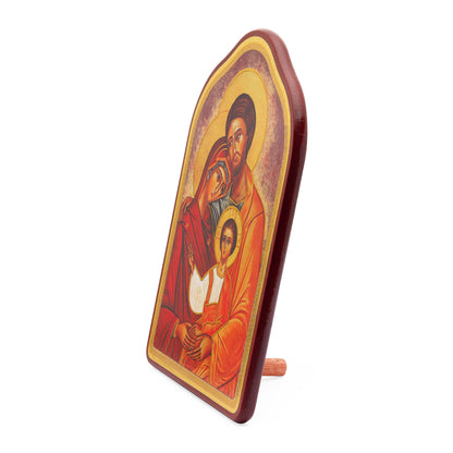 Wooden Painting With Red Frame of the Holy Family