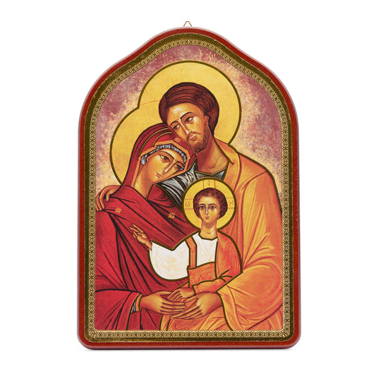 Wooden Painting With Red Frame of the Holy Family