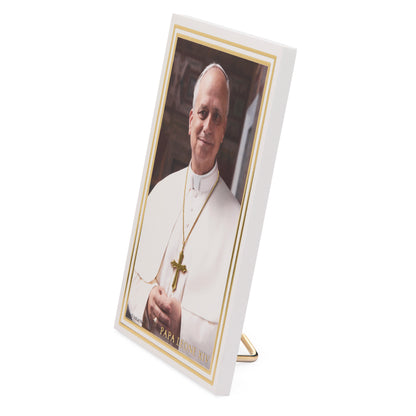 Wooden Panel of Pope Leo XIV with Gold-Plated Sterling Silver Details