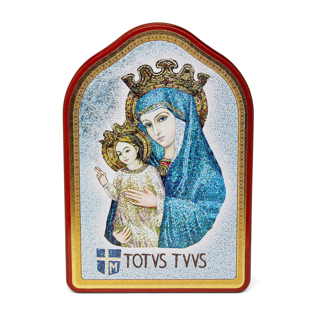 Wooden Painting With Red Frame of Mater Ecclesiae