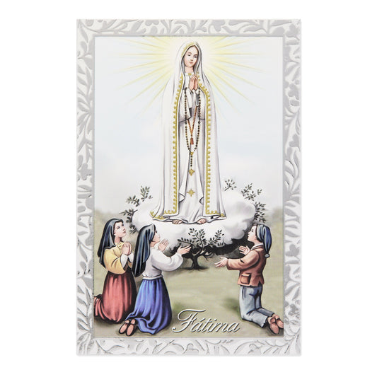 Wooden Panel with Sterling Silver Details of Our Lady of Fátima