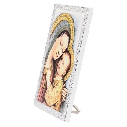 Wooden Panel with Sterling Silver Details of Our Lady of Good Counsel