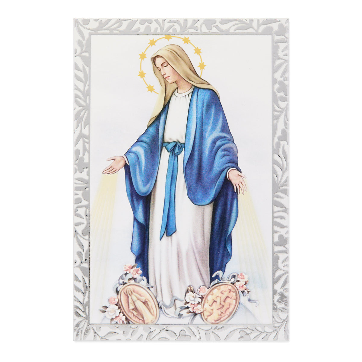 Wooden Panel with Sterling Silver Details of Our Lady of the Miraculous Medal