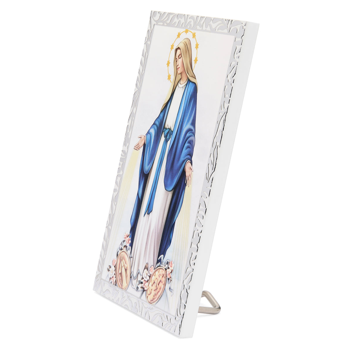 Wooden Panel with Sterling Silver Details of Our Lady of the Miraculous Medal
