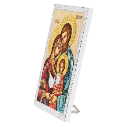 Wooden Panel with Sterling Silver Details of the Holy Family