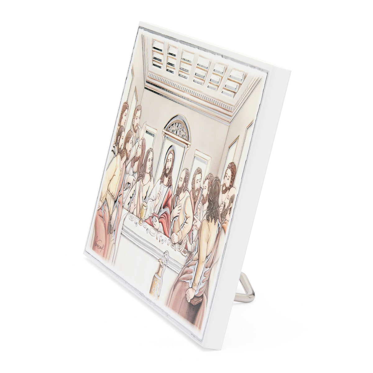 Wooden Panel with Sterling Silver Details of the Last Supper