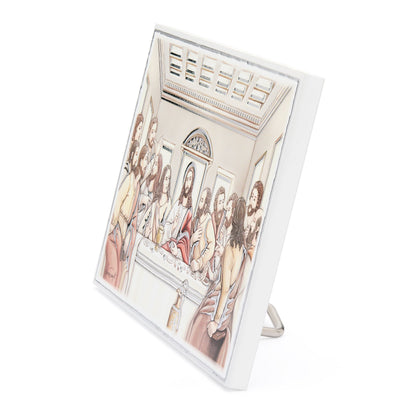 Wooden Panel with Sterling Silver Details of the Last Supper
