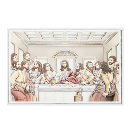 Wooden Panel with Sterling Silver Details of the Last Supper
