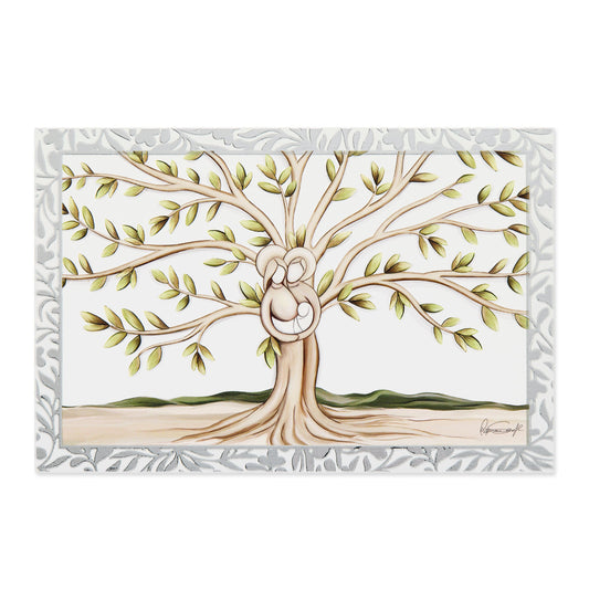 Wooden Panel with Sterling Silver Details of the Tree of Life