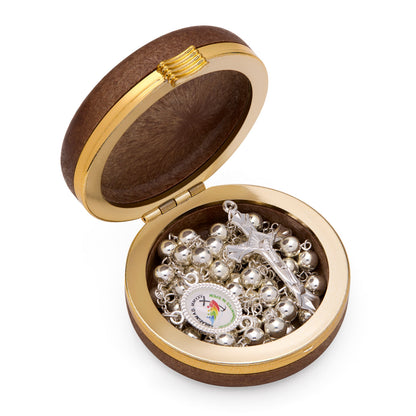 Wooden Rosary Box of Jubilee 2025 With Metal Plaque and Metal Rosary
