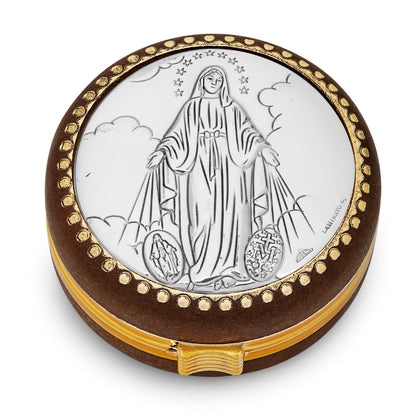 Wooden Rosary Case of Our Lady of the Miraculous Medal With Metal Plaque