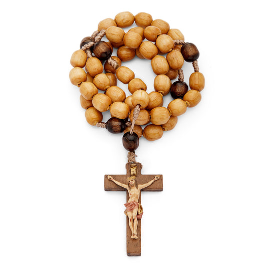 Wooden Rosary with a Coloured Crucifix