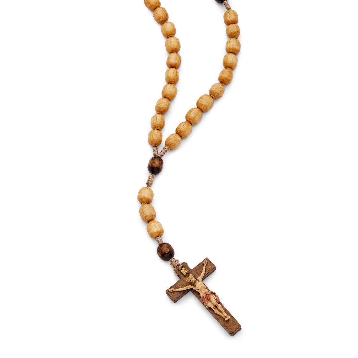 Wooden Rosary with a Coloured Crucifix