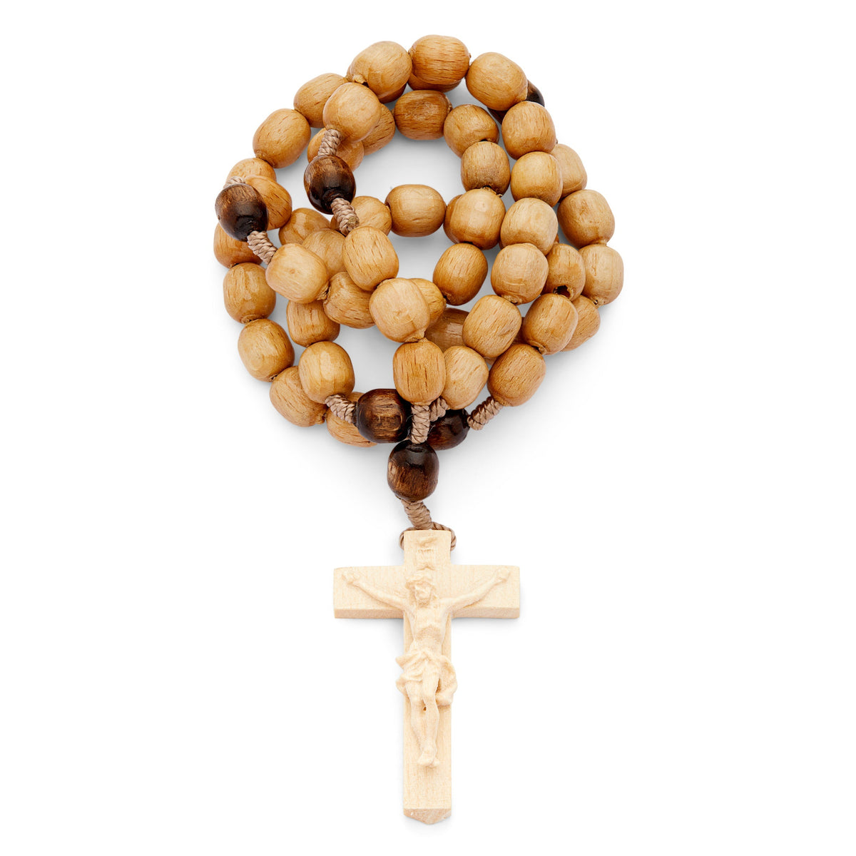Wooden Rosary with Coloured Wooden Cross