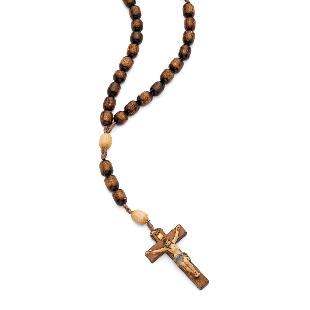 Wooden Rosary with Handpainted Crucifix