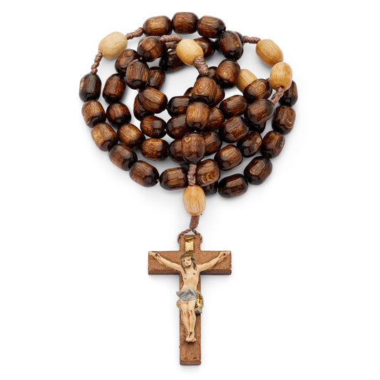Wooden Rosary with Handpainted Crucifix