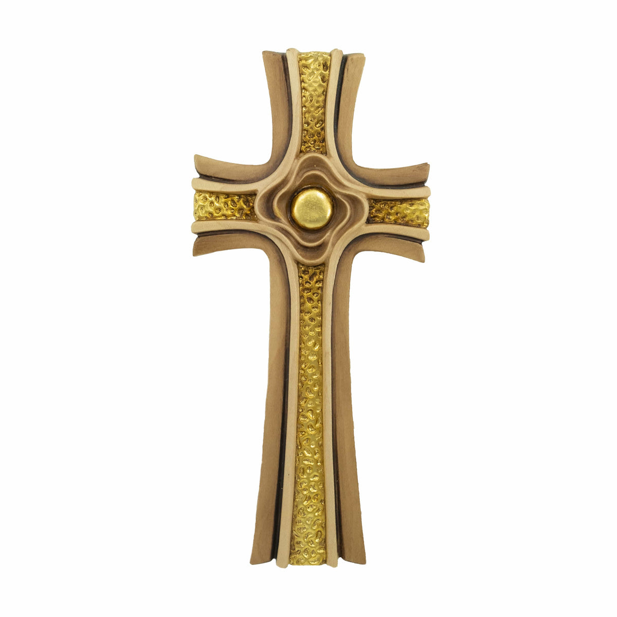 Wooden Rose Cross With Golden Details