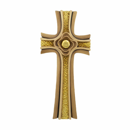 Wooden Rose Cross With Golden Details
