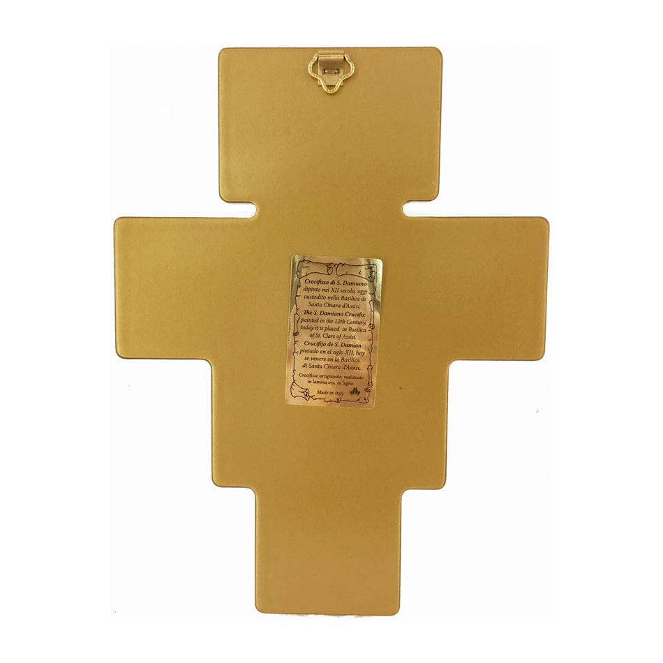 Wooden Saint Damian Crucifix with Gold Details and Outline