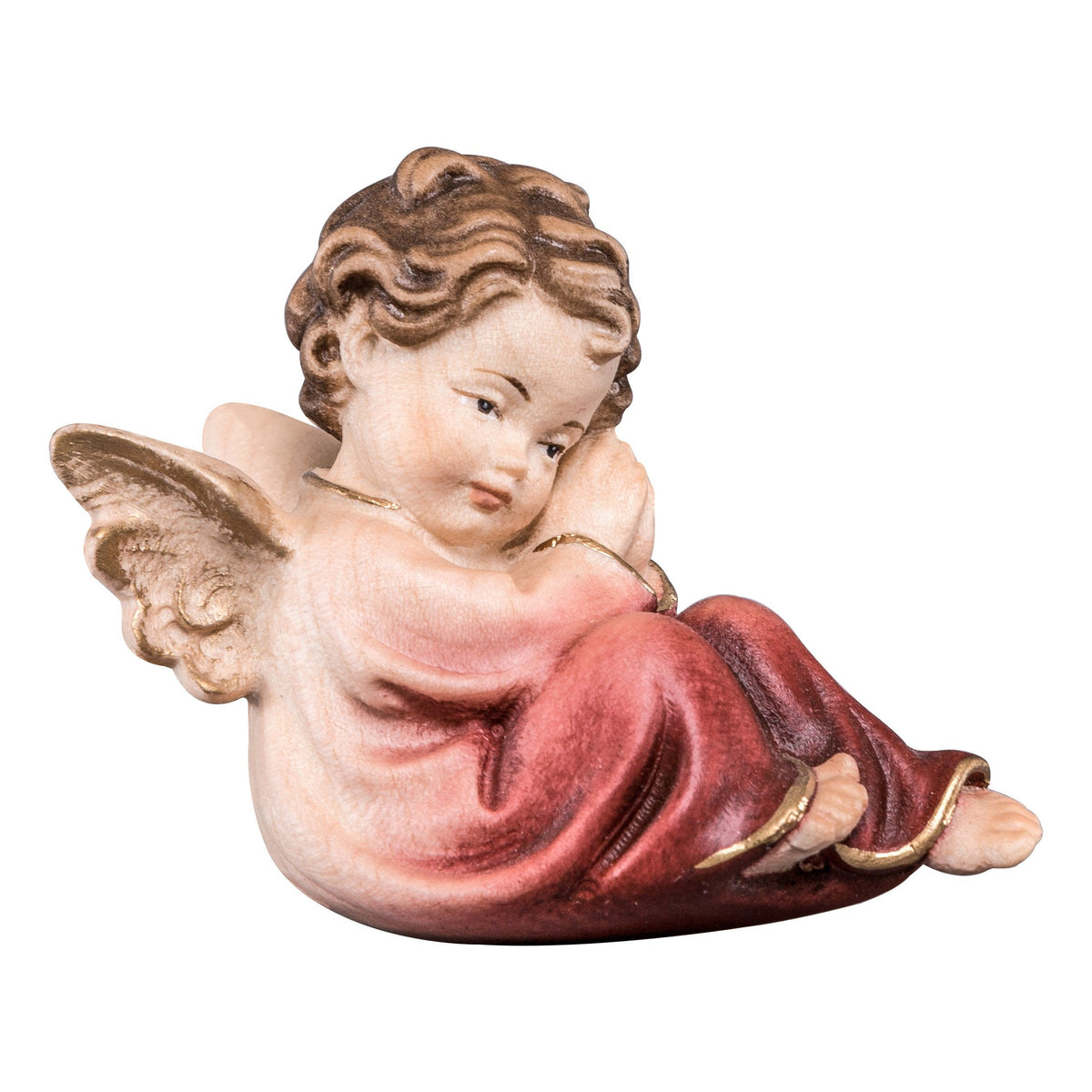 Wooden statue of Angel sitting red