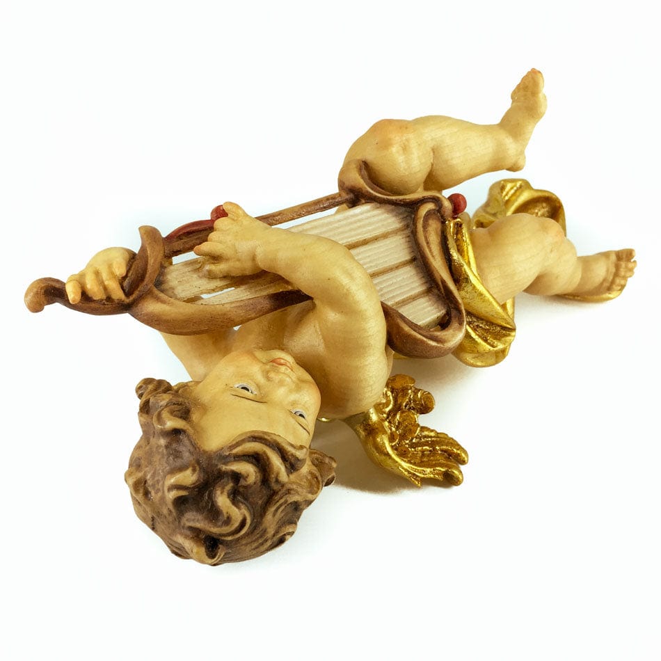 Wooden Statue of Angel with Harp