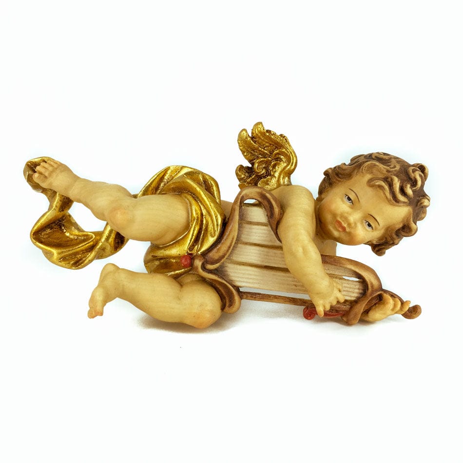 Wooden Statue of Angel with Harp