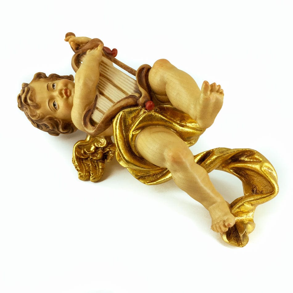 Wooden Statue of Angel with Harp