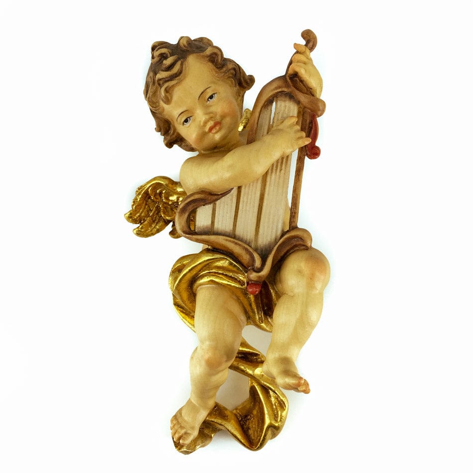 Wooden Statue of Angel with Harp