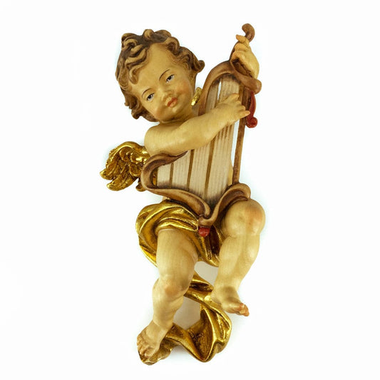 Wooden Statue of Angel with Harp