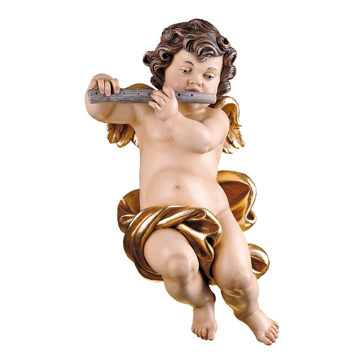 Wooden statue of Cherub with flute